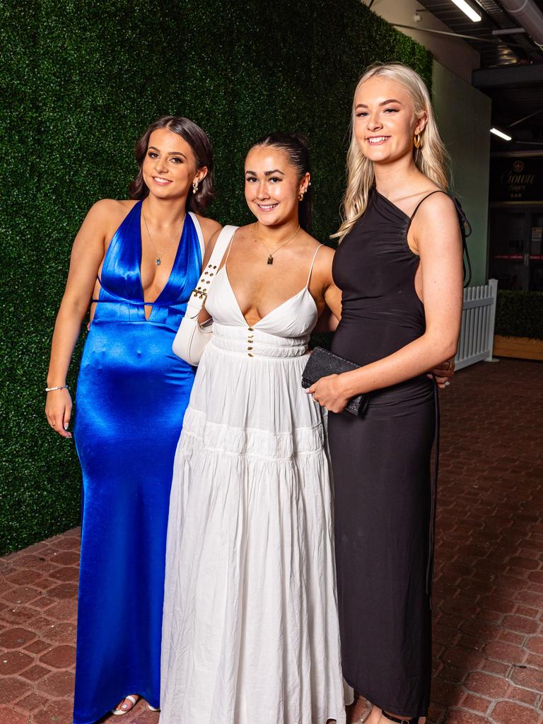 Holly Thomas, Mika Traynor, and Maddie Cannon. Guilford Young College, Leavers Dinner 2023. Picture: Linda Higginson