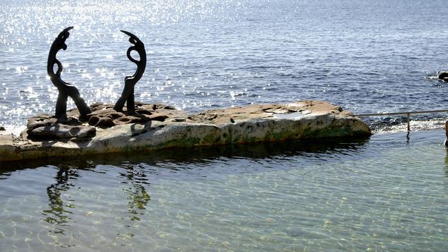 Helen Leete’s sculpture “The Sea Nymphs” adds to the idyllic charm of Fairy Bower. Picture: Virginia Young