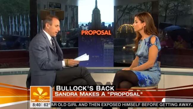 When Lauer asks if he mentions Bullock was naked in the film she says, 'Pretty much from the time you opened your mouth'. Picture: YouTube.