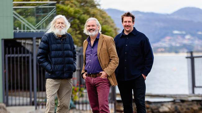 Battery Point, Tasmania. Thursday 16th November 2023. Friends of the Battery Point Walkway, Jim Gandy, David Hook and Chris Shurman at the site of the proposed walkway from Battery Point to Sandy Bay. Picture: Linda Higginson