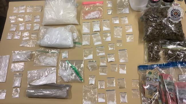 Police have charged a man after allegedly finding meth, cocaine and other drugs in a raid in Rochedale South. Picture: Queensland Police