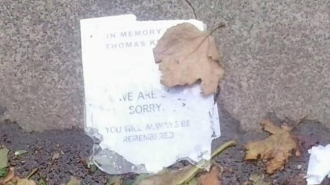 A makeshift memorial for one punch victims Thomas Kelly and Daniel Christie has been repeatedly vandalised.