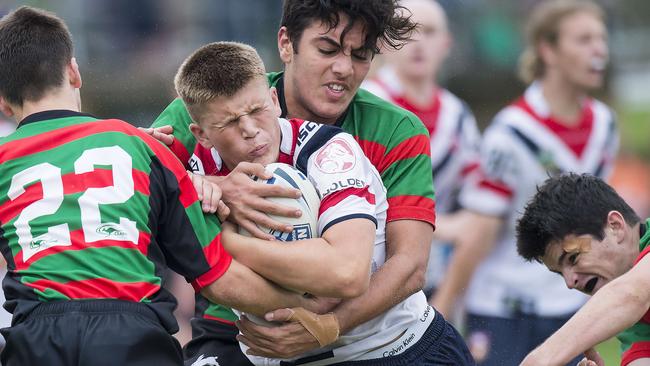 Cade Mellon in action for Central Coast Roosters during their Harold Matthews rugby league match versus South Sydney at Morry Breen Oval at Kanwal on Saturday. Picture: Troy Snook