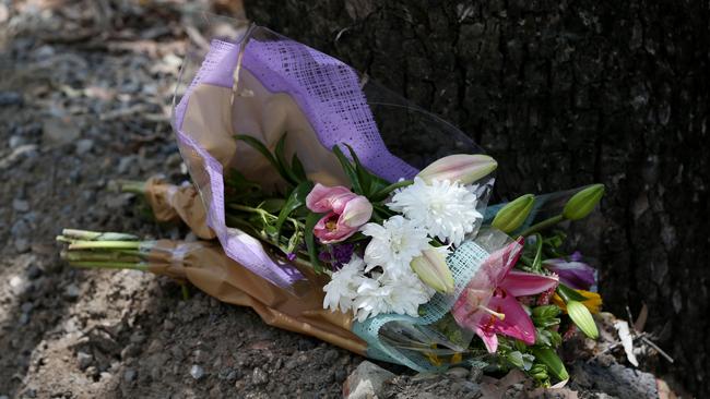 Flowers left at the Wangetti Beach Southern carpark where Toyah's car was parked. PICTURE: STEWART MCLEAN