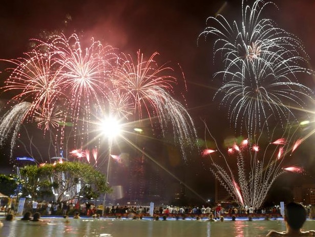 Fireworks over the South Bank Lagoon at New Years Eve, South Brisbane, Tuesday 31st December 2019 - Photo Steve Pohlner