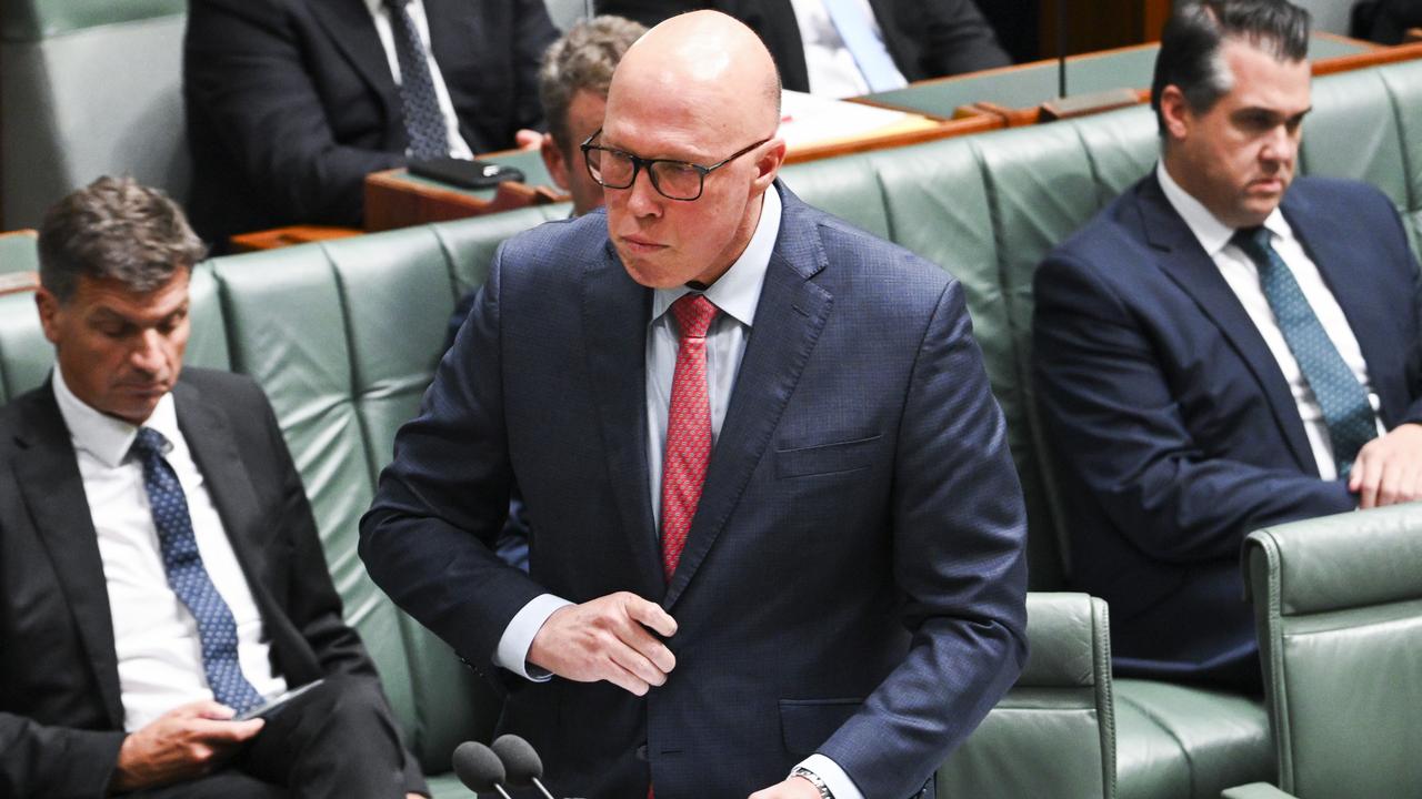 Opposition Leader Peter Dutton called for Immigration Minister Andrew Giles to be sacked over his handling of the High Court detainees’ ruling. Picture: NCA NewsWire / Martin Ollman