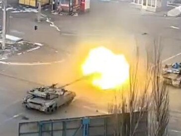 A video released by the Azov militia group appeared to show Ukrainian tanks firing at Russian forces on the streets of the besieged port city Mariupol