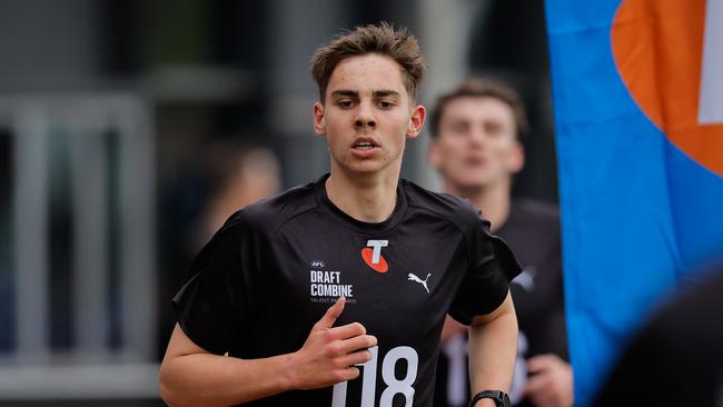 Jack Ough in action during the 2km time trial during the Telstra AFL National Draft Combine. (Photo by Dylan Burns/AFL Photos via Getty Images)