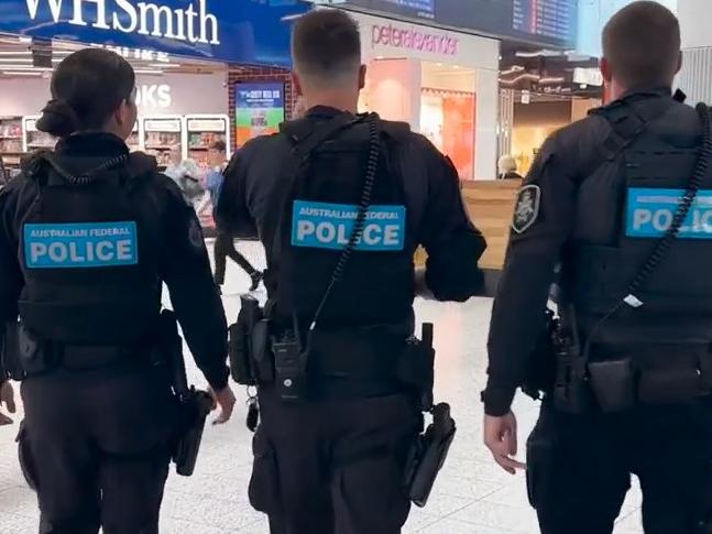 AFP officers patrol nine major airports in Australia.