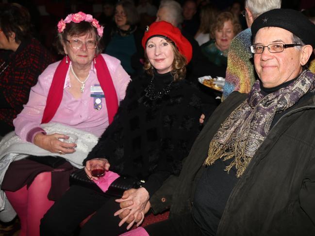 Bohemian Rhapsody tree decorators Warwick View Club Sue Lundie-Jenkins, Janelle Mulloly-Johnstone and Dwight Mulloly-Zakus at the Jumpers and Jazz Festival launch at the Warwick Town Hall on Thursday, July 21.