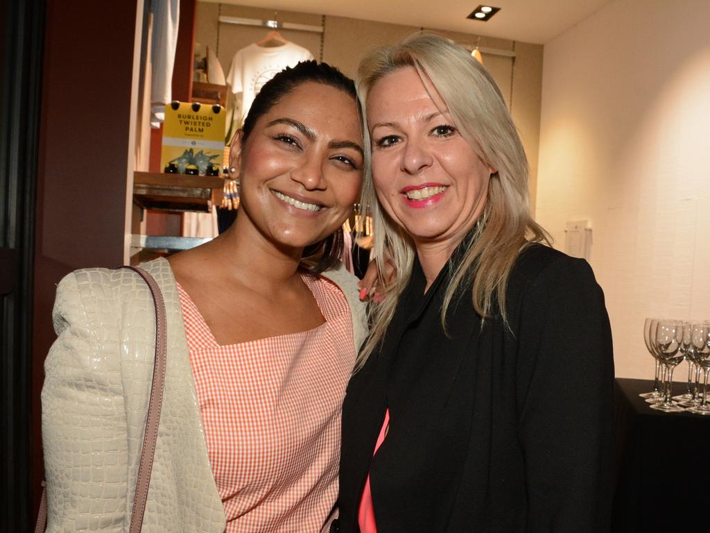 Aarti Bajas and Carleen Janlewicz at the 2021 Bleach Festival program launch at Burleigh Brewing. Picture: Regina King.