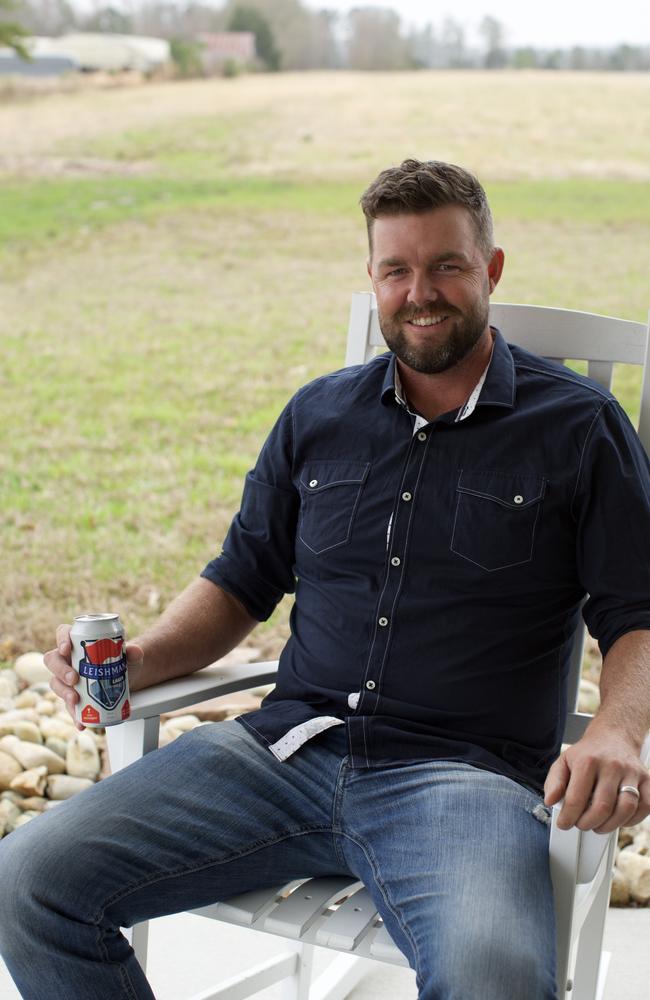 Australian golf champion Marc Leishman with his own Leishman Lager.