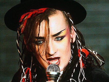 Singer Boy George performing with his 1980s band 'Culture Club'.