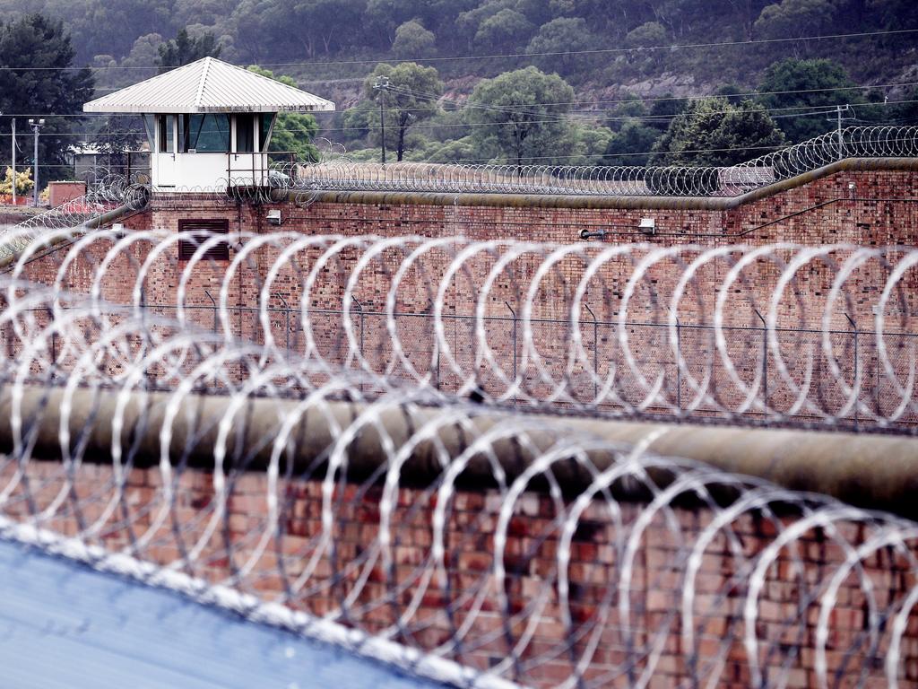 Razor wire above a yard at Goulburn prison complex which houses Supermax. Picture: Sam Ruttyn