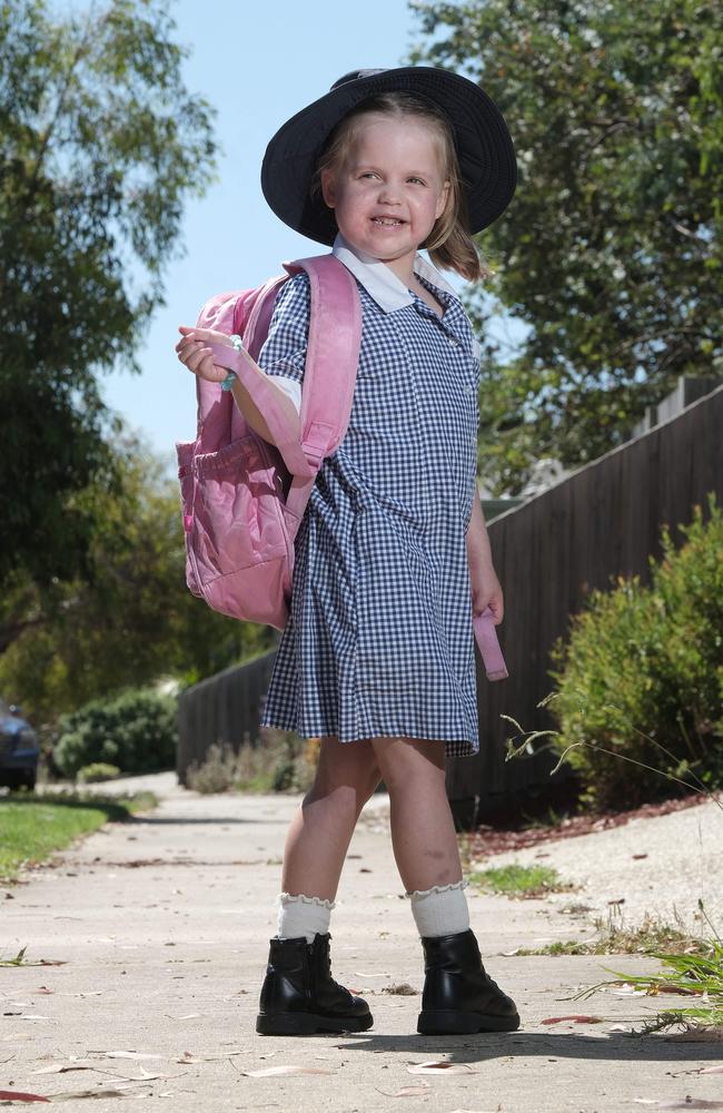 Katrine Swander said her daughter Riley, 5, had gone on to become a “strong, brave and beautiful” girl. Picture: Mark Wilson.