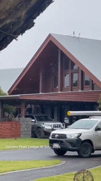 Snow falls at Spicers Peak Lodge in the Scenic Rim 