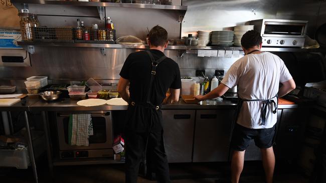 A stock image showing workers at a restaurant in Brisbane, Wednesday, May 15, 2019. Wednesday's data from the Australian Bureau of Statistics (ABS) showed the wage price index rose 0.5% in the three months ended March, unchanged from the December quarter. (AAP Image/Dan Peled) NO ARCHIVING