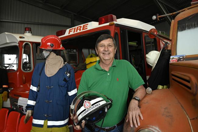 Former Fire Commissioner, Lee Johnson donates items from his career to the fire museum at Highfields. Picture: Bev Lacey