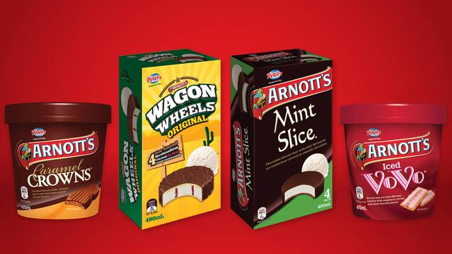 Iced Vovo, Mint Slice ice cream: Arnott's favourite biscuits in a tub