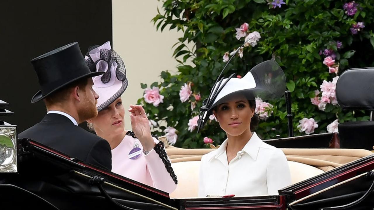 Meghan, Sophie, and Prince Harry in 2018. Picture: Anwar Hussein/WireImage