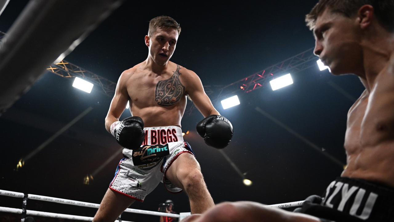 Dylan Biggs dropped Nikita Tszyu in the first round. Photo: No Limit Boxing.