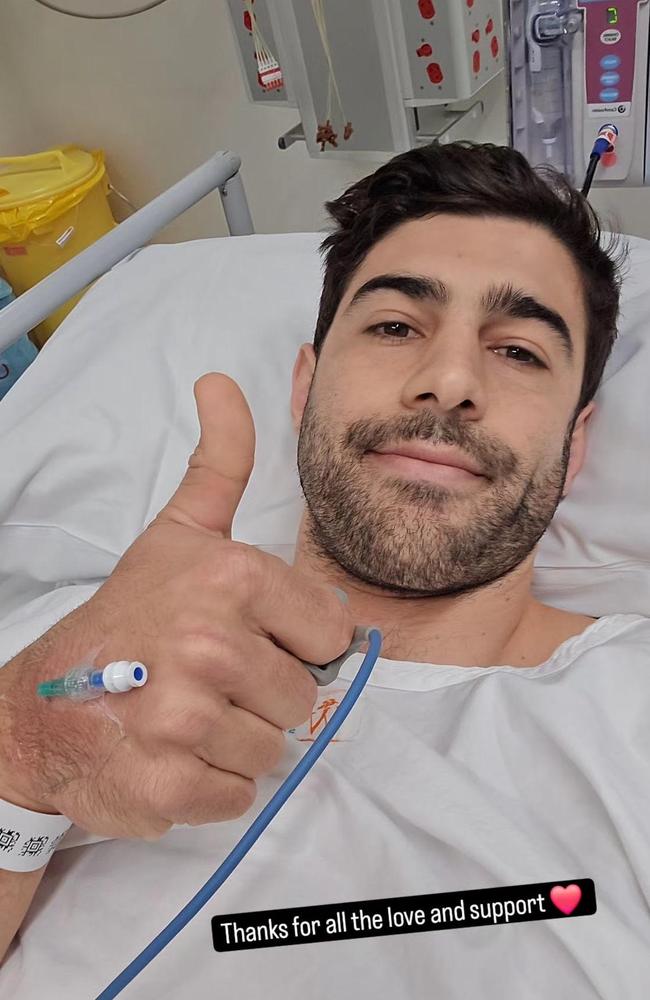 Christian Petracca in hospital. Picture: Instagram