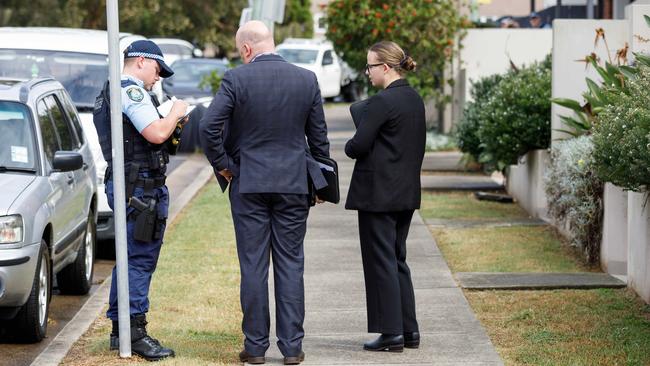 Police on Fletcher Street, near the corner of Silva Street. Picture: Max Mason-Hubers