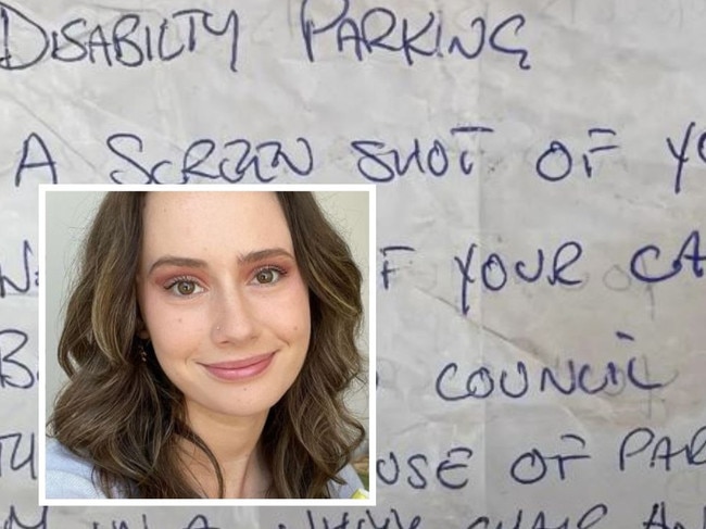 Katie Griffin was shamed for parking in a disabled car spot. Picture: Supplied