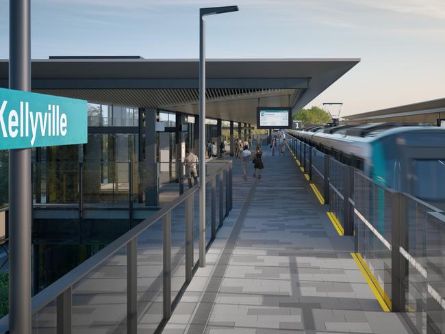 Artist's impression of the Sydney Metro Northwest Kellyville Station. Picture: Transport for NSW