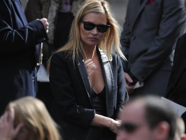 Supermodel Kate Moss leaves a memorial service in honour of Alexander McQueen in 2010. Picture: AFP