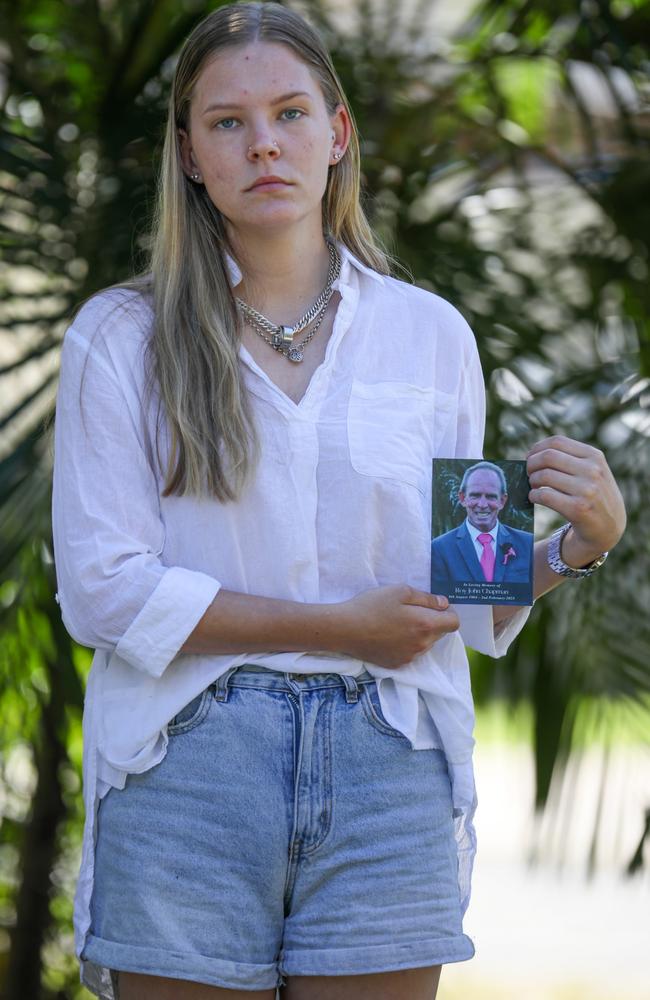 Kayla Chapman with a picture of her father Roy John Chapman. Picture: Steve Vit