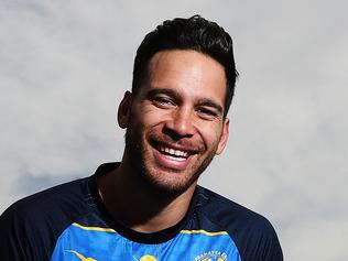 DO NOT USE - EXCLUSIVE FOR SATURDAY TELEGRAPH - Parramatta's Corey Norman and Mitchell Moses pose for a portrait at Old Saleyards Reserve, Parramatta. Picture: Brett Costello