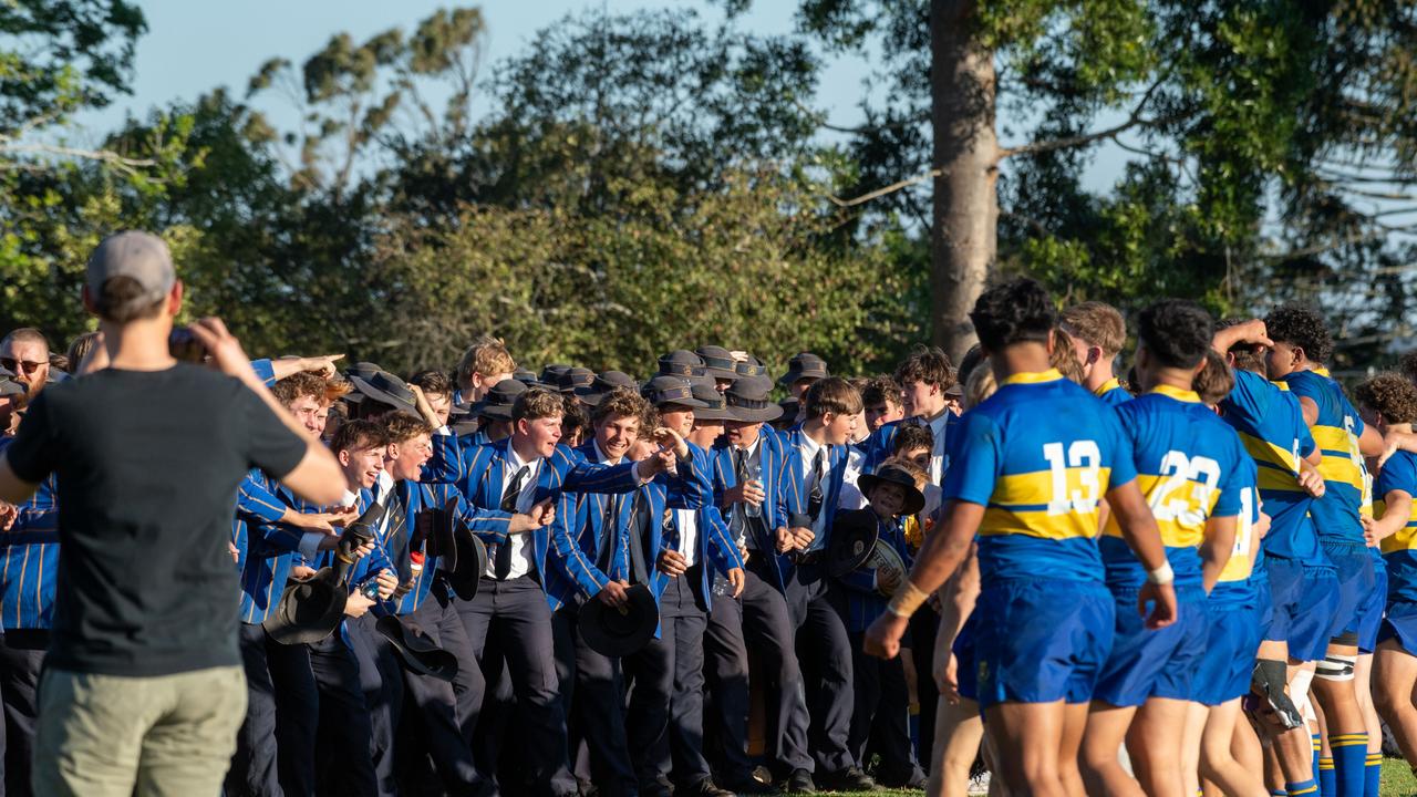 TGS celebrate their win. 2024 O'Callaghan Cup at Downlands College. Photo by Nev Madsen