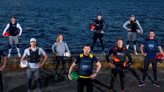 As the Australia Sail Grand Prix returns to Sydney Harbour, the drivers and athletes assemble for a group photo from the Royal Botanic Gardens on Mrs Macquaries Point overlooking the Sydney Opera House and Sydney Harbour Bridge. Three-time SailGP champion and current Season 4 league leader Tom Slingsby, driver of Australia SailGP Team, stands alongside this weekend’s star-studded crew lineup of Nathan Outteridge, interim driver of New Zealand SailGP Team, Sebastien Schneiter, driver of Switzerland SailGP Team, Phil Robertson, driver of Canada SailGP Team, Quentin Delapierre, driver of France SailGP Team, Anna Barth, strategist of Germany SailGP Team, Nicolai Sehested, driver of ROCKWOOL Denmark SailGP Team, Diego Botin, driver of Spain SailGP Team, Anna Weis, strategist of USA SailGP Team, and Giles Scott, driver of Emirates Great Britain SailGP Team. Racing takes place in Sydney Harbour this weekend of the Saturday 24th and Sunday 25th February between 4pm and 5.30pm. (Editor’s Note: Image has been digitally retouched). Friday 23rd February 2024. Photo: Bob Martin for SailGP. Handout image supplied by SailGP