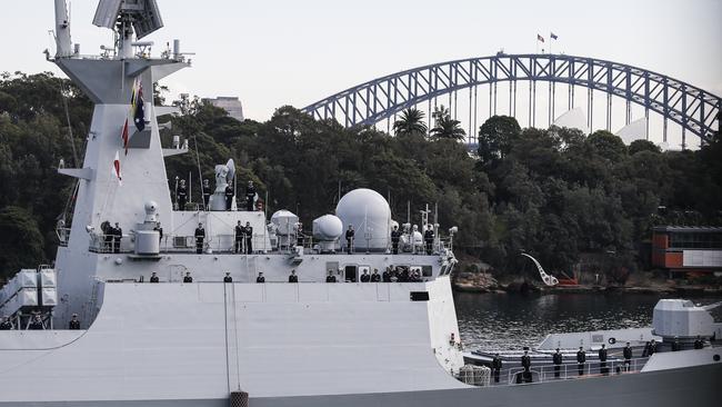 A Chinese navy ship in Sydney in 2019. Picture: Dylan Robinson