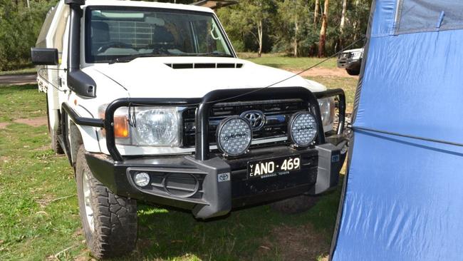 Mr Hill’s Toyota LandCruiser was discovered locked. Picture: Supplied/ Supreme Court of Victoria