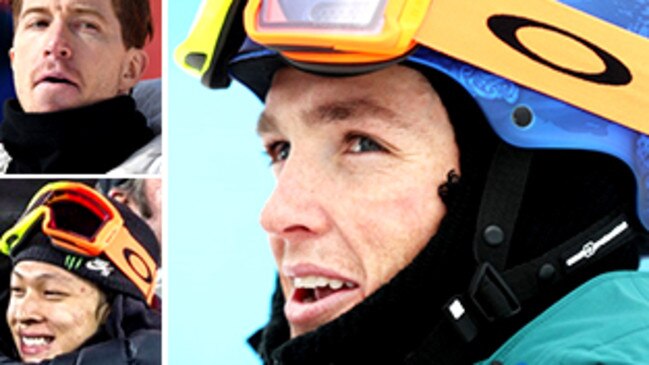 Scotty James (right), Shaun White (top left) and Ayumu Hirano.