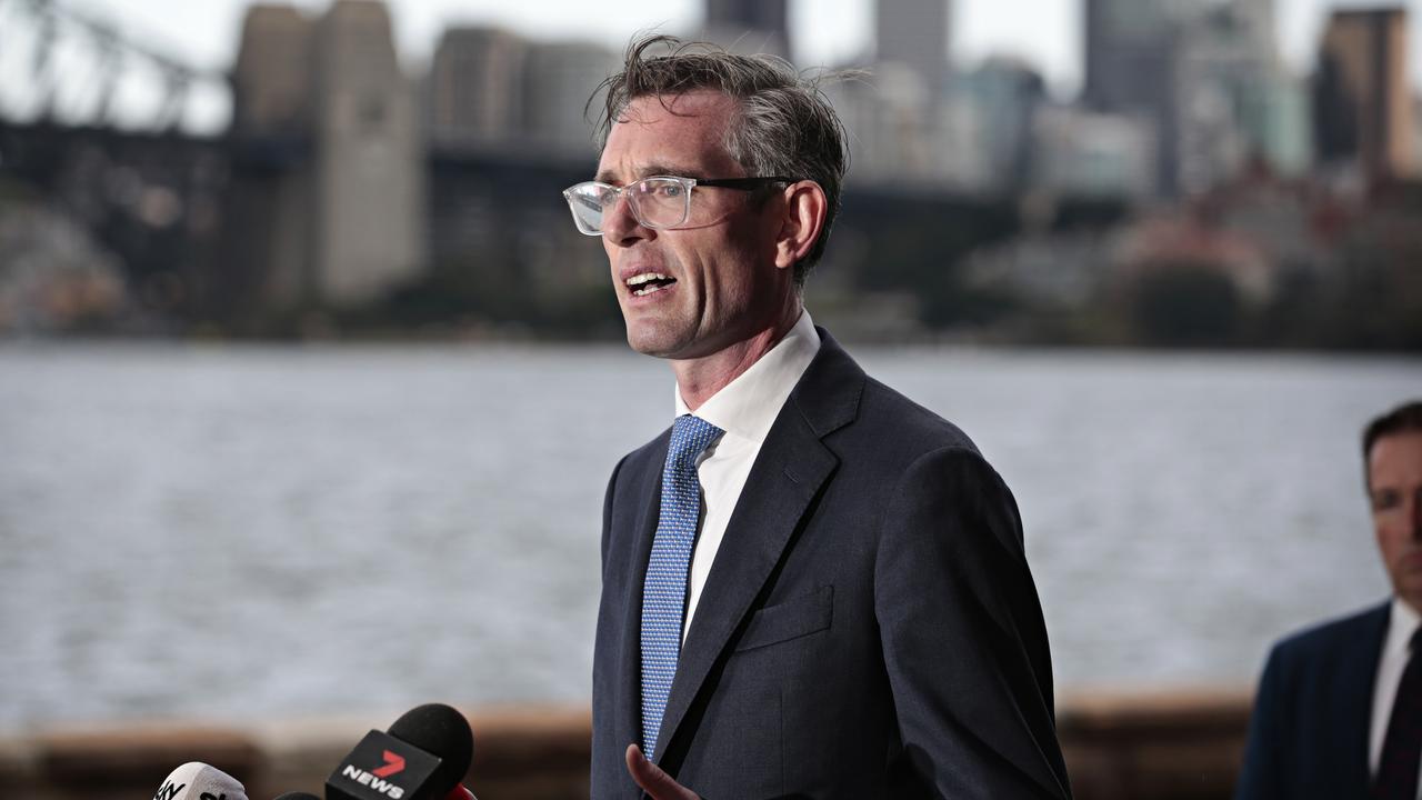 NSW Premier Dominic Perrottet speaking at a media conference. Picture: Adam Yip