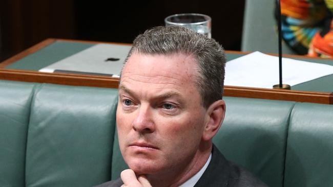 Education Minister Christopher Pyne in Question time in the House of Representatives Chamber, Parliament House in Canberra.