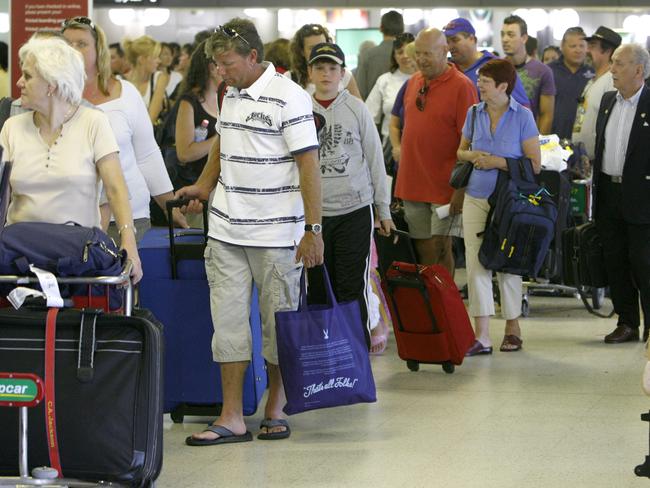 Airport lines are the worst. Picture: Jono Searle