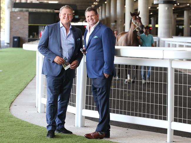 Tim Gilbert, left, with Peter Gleeson, is launching a new show on Sky News Live. Picture: Richard Dobson 