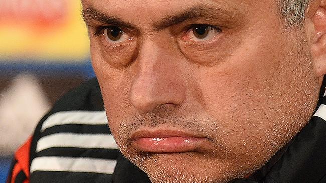 Manchester United's Portuguese manager Jose Mourinho attends a press conference following a team training session, at Old Trafford stadium in Manchester, north west England on March 12, 2018, on the eve of their UEFA Champions League round of 16 second-leg football match against Sevilla. / AFP PHOTO / Oli SCARFF