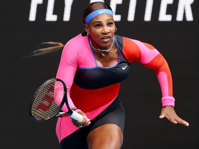 Australian Open tennis. 08/02/2021. Day 1..  Serena Williams vs Laura Siegemund on Rod Laver Arena.  Serena Williams during her straight sets win over Laura Siegemund . Pic: Michael Klein