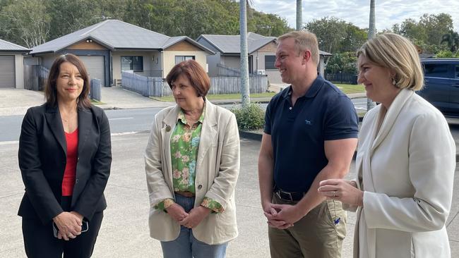 (l-r) Mackay region deputy mayor Belinda Hassan, Mackay MP Julieanne Gilbert, Queensland Premier Steven Miles, Health Minister Shannon Fentiman announced new incentives for GPs. Photo: Fergus Gregg