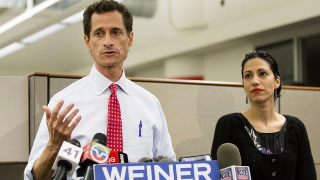 Weiner back when he was running for mayor, not knowing another sex scandal was moments from being revealed.