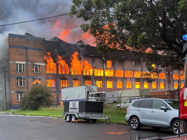 Firefighters were battling the blaze in an old warehouse on Annie Street, Wickham. Picture: Fire and Rescue NSW.