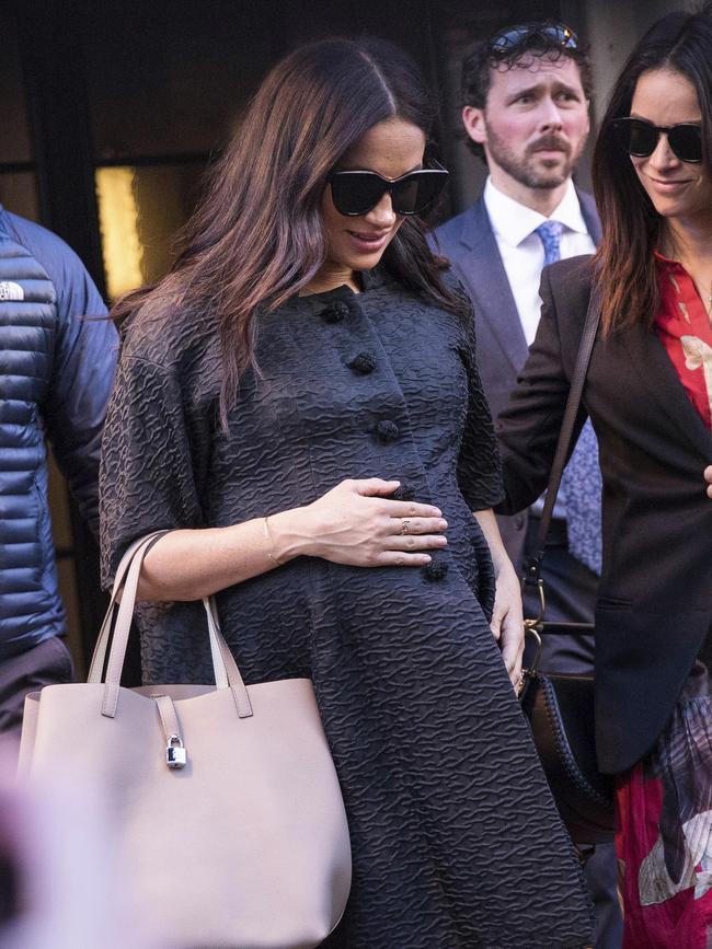 Meghan, Duchess of Sussex, arrives for her baby shower at the Mark Hotel in New York on February 19. Picture: AP Photo/Kevin Hagen