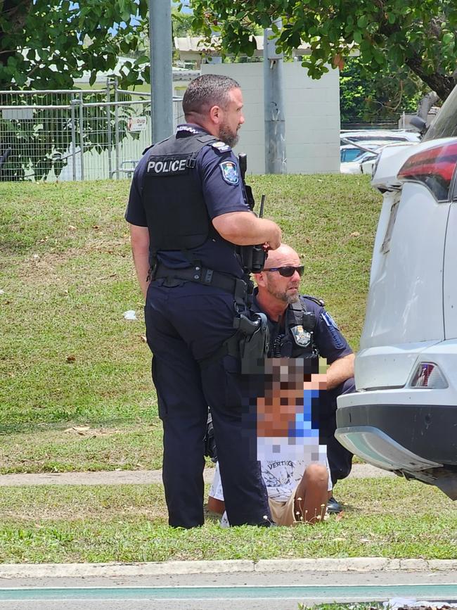 Police capture young offender in Kirwan after stolen vehicle was stingered. Picture: Naomi Jamieson.