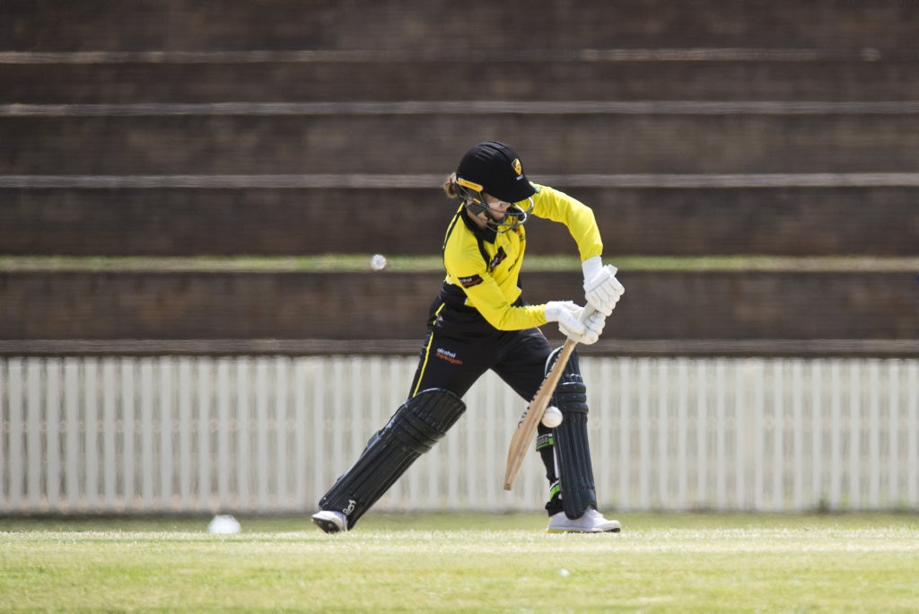 Meg Thompson bats for Western Australia against Queensland in Australian Country Cricket Championships women's division round four at Heritage Oval, Tuesday, January 7, 2020. Picture: Kevin Farmer