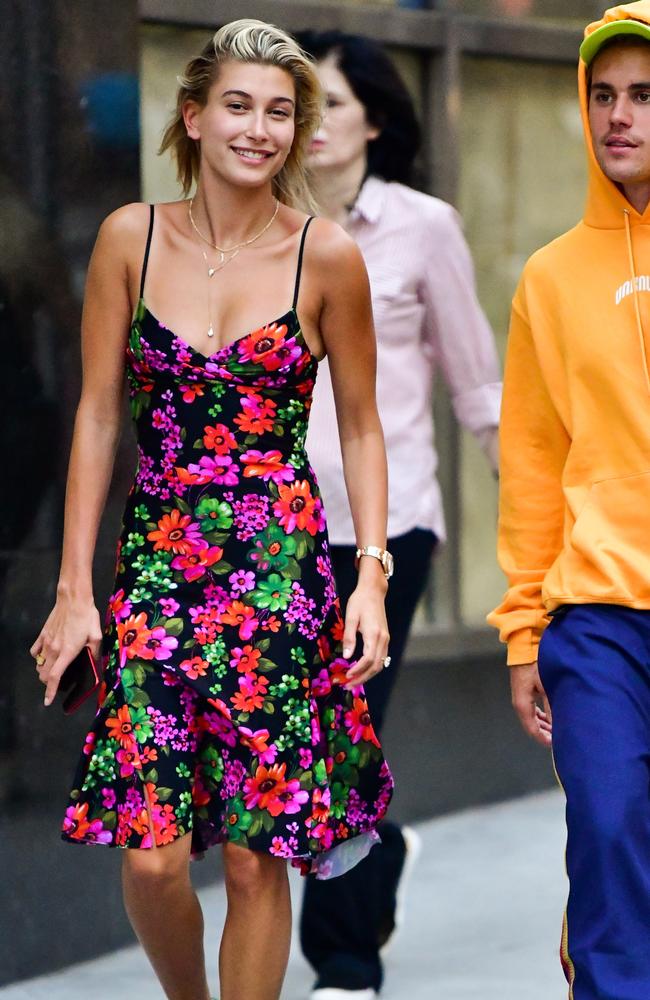 Hailey Baldwin and Justin Bieber, pictured together in New York last August. Picture:  James Devaney/GC Images